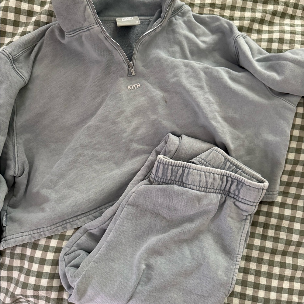 Kith Off Blue Cropped Sweat Set